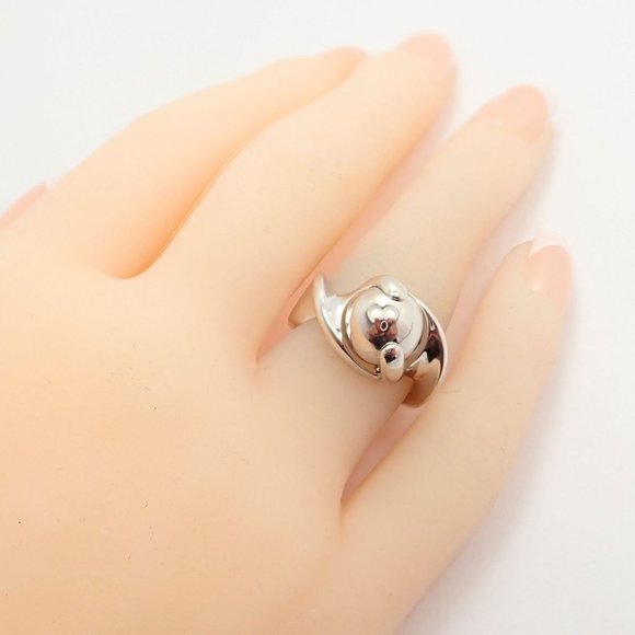 Authentic! Marina B 18k White Gold Rolling Ball Globe Ring Sz 7 - Picture 5 of 9